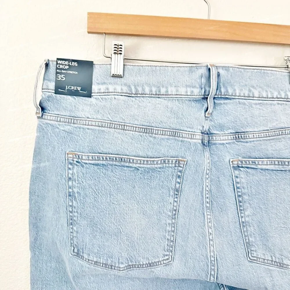 J. CREW | NWT Light Wash Wide Leg Crop Jean Stretch High Rise | Size 35, (20) - Picture 8 of 9